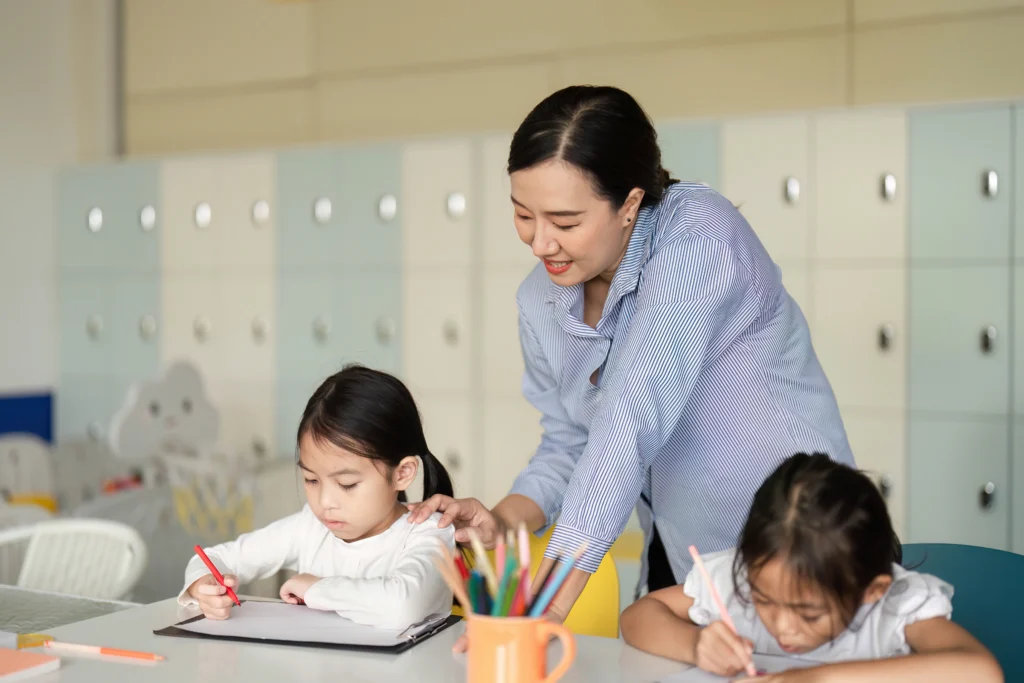A childcare Professional taking care of children