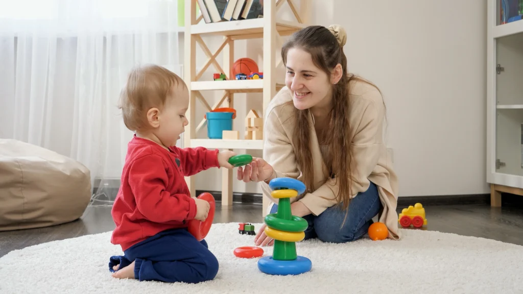 A nanny specialist Playing with the child.